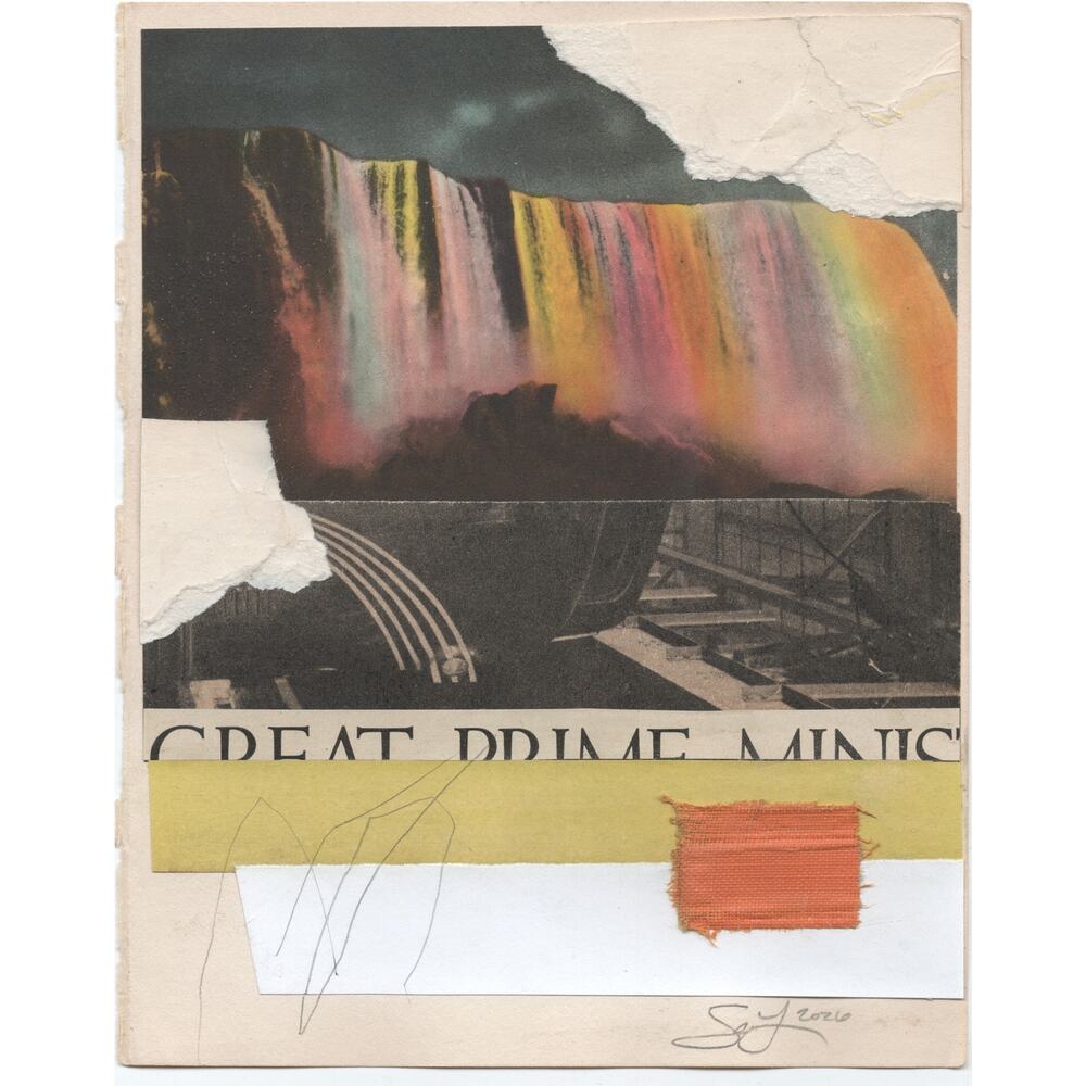 Original Mixed Media Modern Art Collage "Aesthesia" 5.25x6.75" Signed